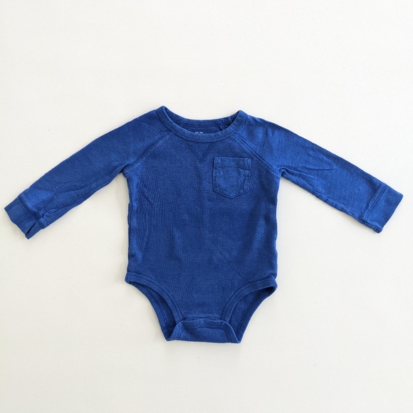 OshKosh B'gosh Blue Thermal Long Sleeve Onesie Bodysuit